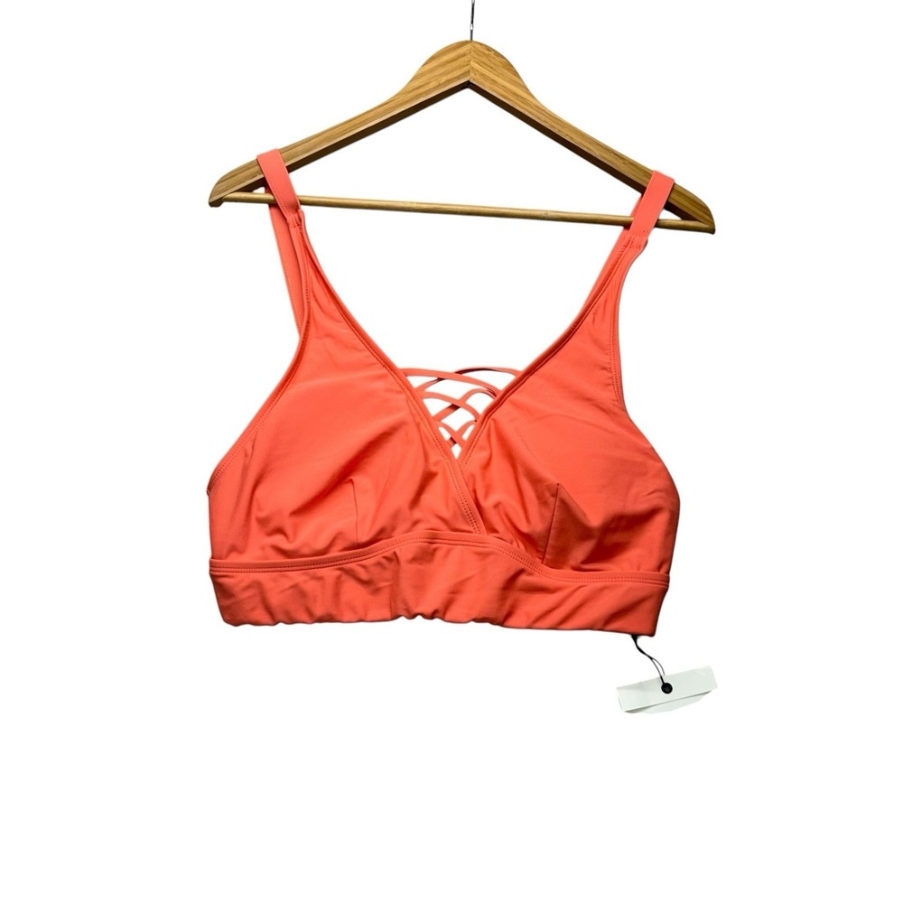 Hanna Nikole Womens Swimsuit Top Coral Orange 14 Bikini Adjustable Strappy